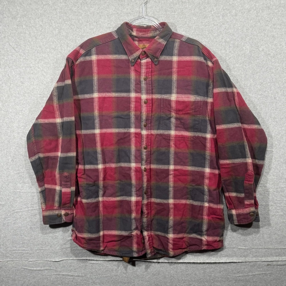 St Johns Bay Flannel Shirt‎ Heavyweight Plaid Button Up Long Sleeve XL